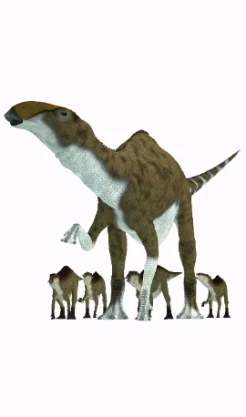 Brachylophosaurus mit Kindern
