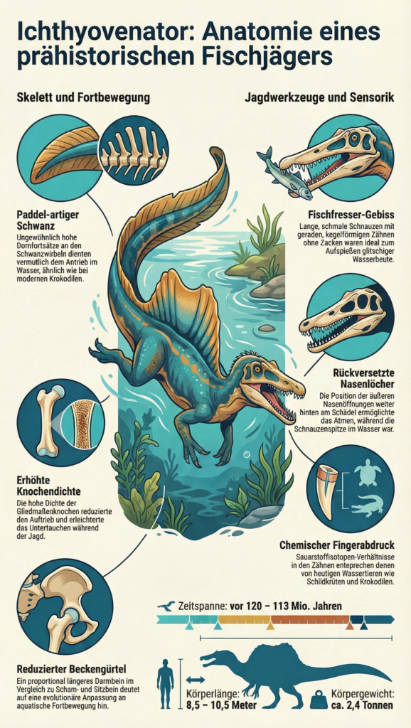 Infografik Ichthyovenator Anatomie eines Fischjägers